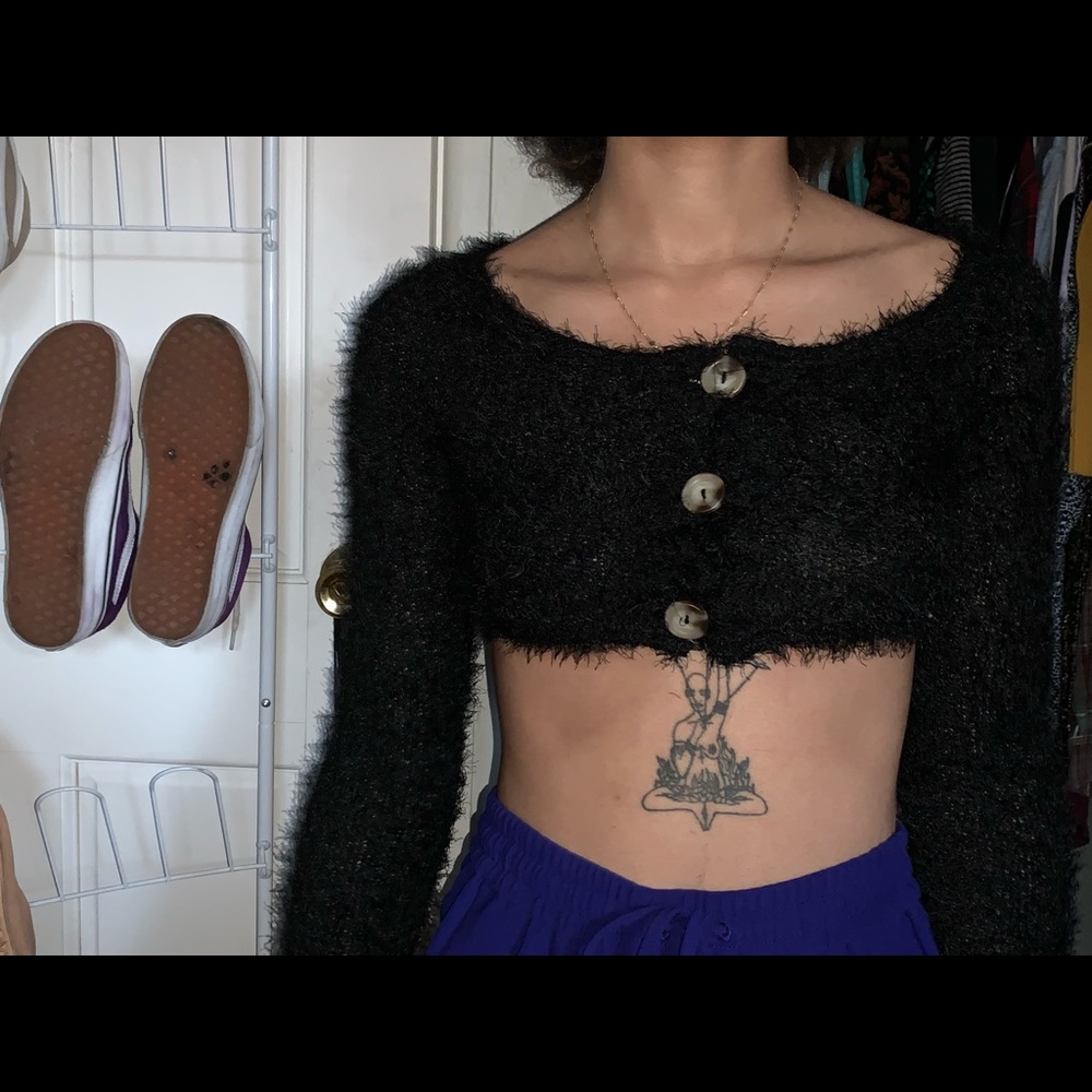 Long Sleeve Fuzzy Crop Top